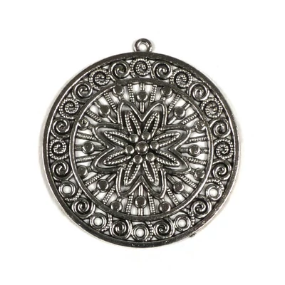 Charm kovová ozdoba, 1 ks - okrúhla, prepichovaná, ozdobná