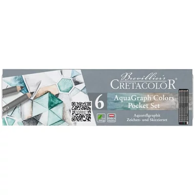 Sada grafitových ceruziek zmývateľných vodou Cretacolor Aquagraph Colors Pocket Set , 6 kusov, v kovovej krabičke