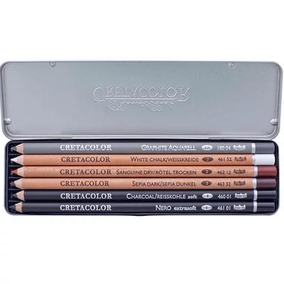 Sada skicovacích ceruziek Cretacolor Basic Pencil Pocket Set, 6 dielov, v kovovej krabičke