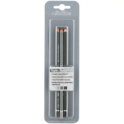 Sada grafitových ceruziek zmývateľných vodou Cretacolor Graphite Aquarell, 3 ks