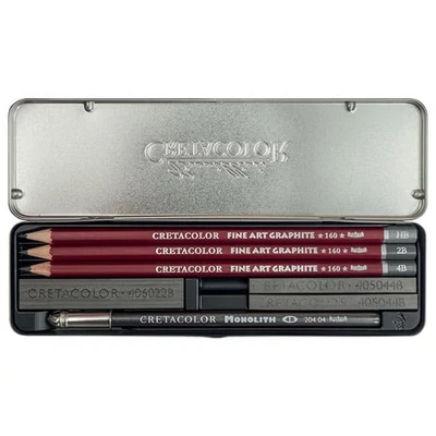 Grafitová sada na kreslenie Cretacolor Graphite Pocket Set, 9 kusov, v kovovej krabičke