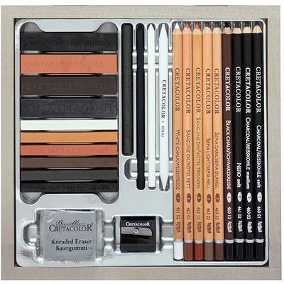 Kresliaci a skicovací set Cretacolor Passion Box, 25 kusov, v drevenej krabičke
