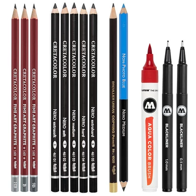 Sada na kreslenie a skicovanie Cretacolor Tattoo Set, 14 ks