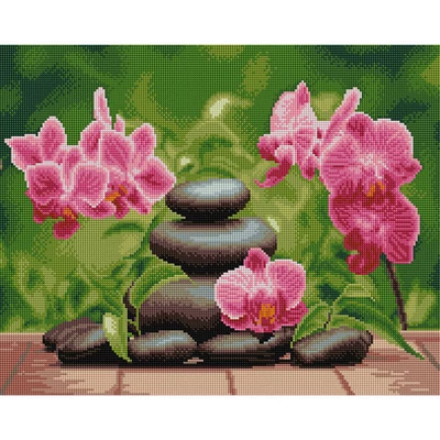 Diamantové mozaikové puzzle, na napnutom plátne, 40x50 cm - Fialové orchidey