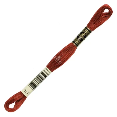 Vyšívacia niť, DMC Mouliné (rozdelená, 6 vlákien), 8 m - 012-817, Coral Red - VY DK