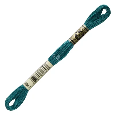 Vyšívacia niť, DMC Mouliné (rozdelená, 6 vlákien), 8 m - 192-3847, Teal Green - DK