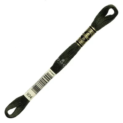 Vyšívacia niť, DMC Mouliné (rozdelená, 6 vlákien), 8 m - 265-934, Avocado Green - BLACK