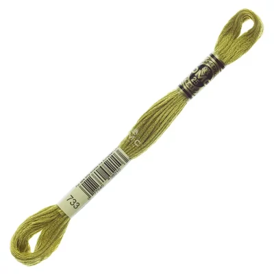 Vyšívacia niť, DMC Mouliné (rozdelená, 6 vlákien), 8 m - 285-733, Olive Green - MED