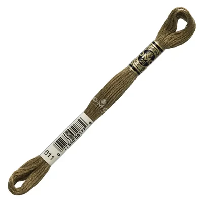 Vyšívacia niť, DMC Mouliné (rozdelená, 6 vlákien), 8 m - 310-611, Drab Brown