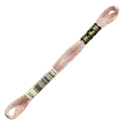 Vyšívacia niť, DMC Mouliné (rozdelená, 6 vlákien), 8 m - 382-224, Shell Pink - VY LT