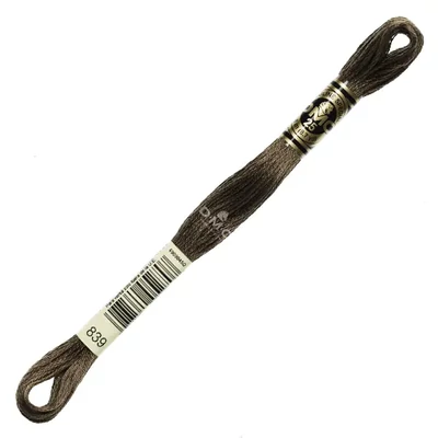 Vyšívacia niť, DMC Mouliné (rozdelená, 6 vlákien), 8 m - 456-839, Beige Brown - DK