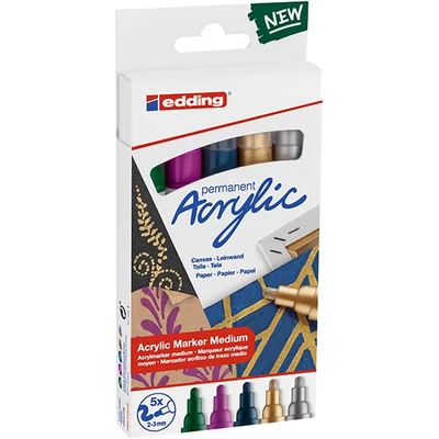 Akrylový popisovač edding 5100 (marker) sada, M (2-3 mm) - 5 ks, slávnostné