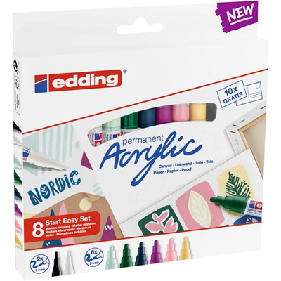 Sada akrylových popisovačov edding (marker) - 8 ks, štartovacia sada Nordic
