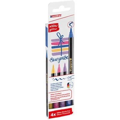 Sada štetcových popisovačov edding 1340, S (1-6 mm) - 4 ks, trblietavé