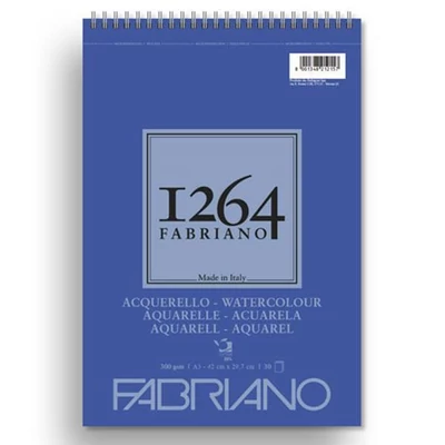 Akvarelový blok Fabriano 1264, 300 g - A3, špirálový na vrchu