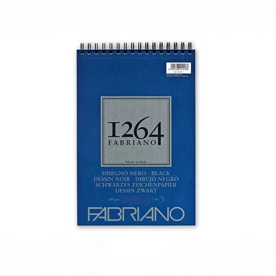 Čierny skicár Fabriano 1264, 200 g - A5, špirálový na vrchu