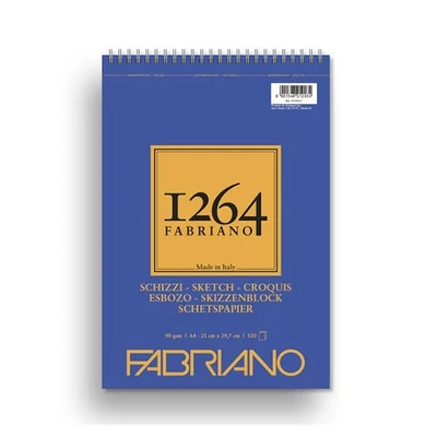 Náčrtník a skicár Fabriano 1264, 90 g - A4, špirálový na vrchu