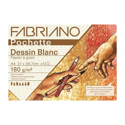 Balenie kresliaceho papiera Fabriano Pochette Dessin Blanc, 180 g - A4, 12 listov