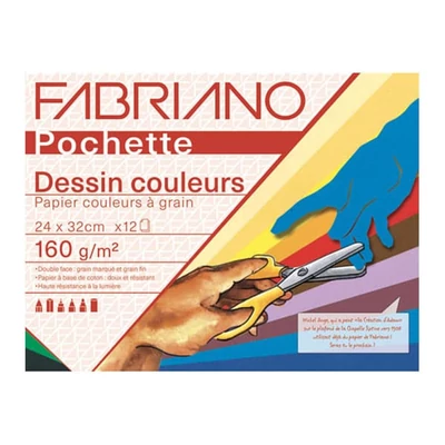 Balenie farebného kresliaceho papiera Fabriano Pochette Dessin Couleur, 160 g - 24x32 cm, 12 listov