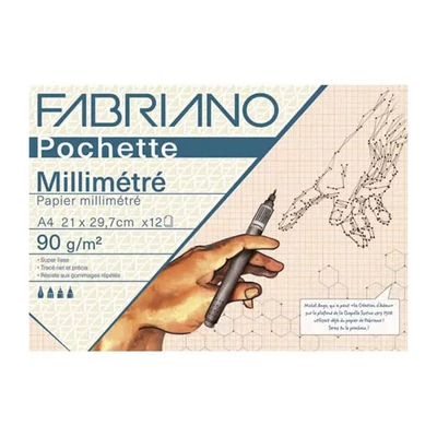 Balenie milimetrového papiera Fabriano Pochette, 90 g, 12 listov, A4