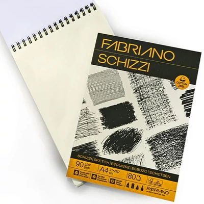 Skicár Fabriano Schizzi, 90 g, 80 listov, A4, špirálový vrch