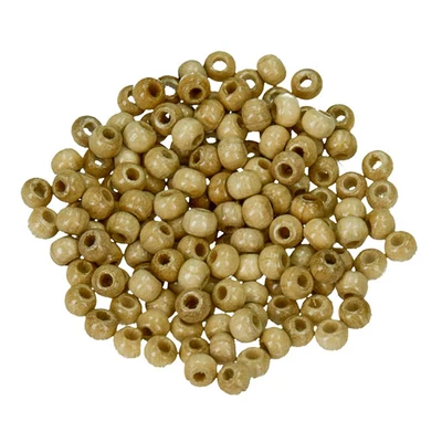Drevené koráliky, 4 mm, 150 ks - 05, prírodné