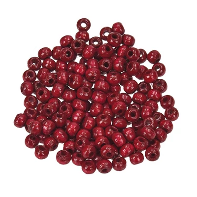 Drevené koráliky, 4 mm, 150 ks - 28, tmavočervené