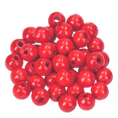 Drevené koráliky, 8 mm, 80 ks - 29, červené