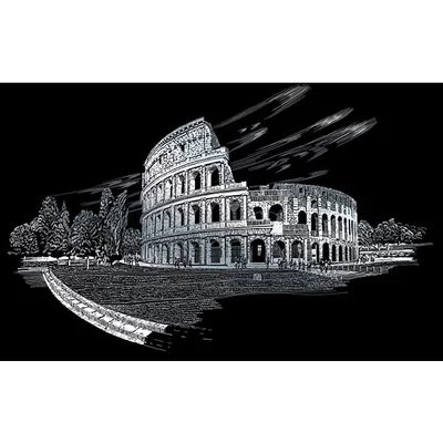 Sada na gravírovanie obrázkov s rysovacou ihlou, 29x39 cm - Colosseum, strieborná
