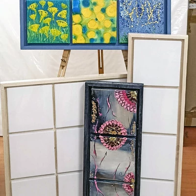 3D maliarske plátno na ráme, 20x20 cm, viacdielne, 4x1
