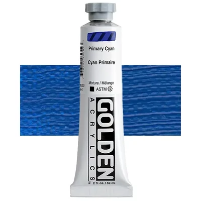 Akrylová farba Golden Acrylics Heavy Body, 59 ml - 1500, primary cyan