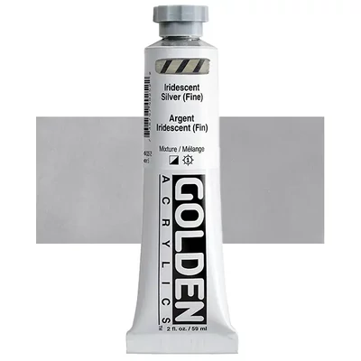 Akrylová farba Golden Acrylics Heavy Body, 59 ml - 4025, iridescent silver (fine)