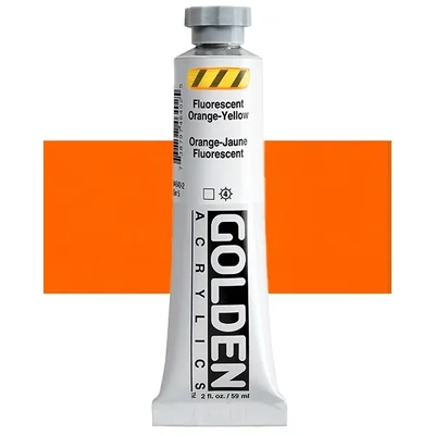 Akrylová farba Golden Acrylics Heavy Body, 59 ml - 4640, fluorescent orange-yellow