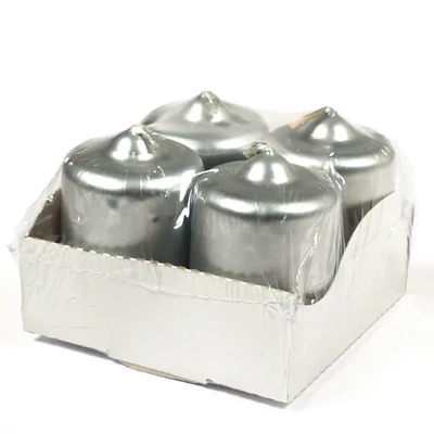 Adventné sviečky, 4 ks - strieborná metalíza