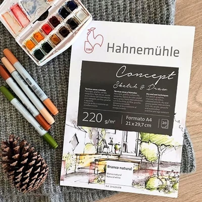 Náčrtník, skicár a blok na maľovanie Hahnemühle Concept, 220 g, 20 listov - A4