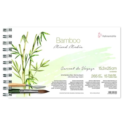 Bambusový skicár na maľovanie a kreslenie Hahnemühle Bamboo Carnet de Voyage, 265 g, 15 listov, 15,3 x 25 cm (na šírku)