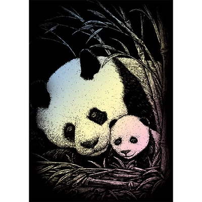 Sada na gravírovanie obrázkov s rysovacou ihlou, 12x18 cm - Panda, holografická