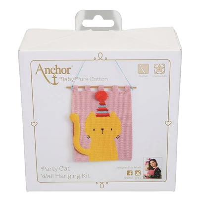 Háčkovacia sada, Anchor Baby Pure Cotton 3D obraz na stenu - Party mačka