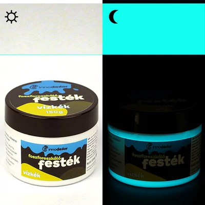 Fosforeskujúca, svietiaca farba Innodekor, 150 g - aqua modrá