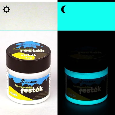 Fosforeskujúca, svietiaca farba Innodekor, 30 g - aqua blue