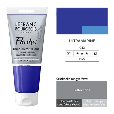 Vinylová farba (akrylová farba) L&amp;B Flashe, 80 ml - 043, ultramarine