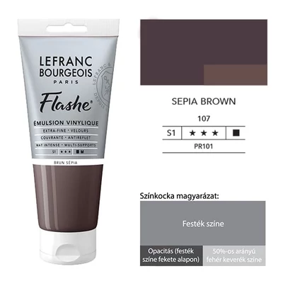 Vinylová farba (akrylová farba) L&amp;B Flashe, 80 ml - 107, sepia brown