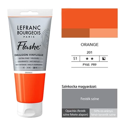 Vinylová farba (akrylová farba) L&amp;B Flashe, 80 ml - 201, orange