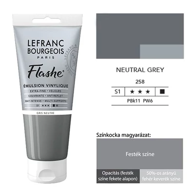 Vinylová farba (akrylová farba) L&amp;B Flashe, 80 ml - 258, neutral grey