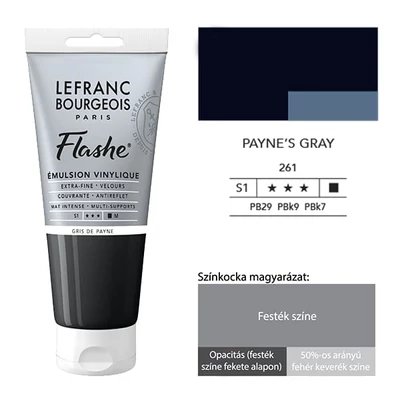 Vinylová farba (akrylová farba) L&amp;B Flashe, 80 ml - 261, Payne's Grey