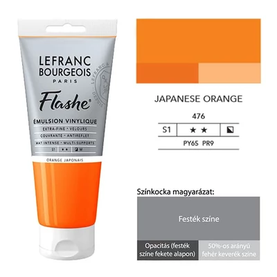 Vinylová farba (akrylová farba) L&amp;B Flashe, 80 ml - 476, japanese orange