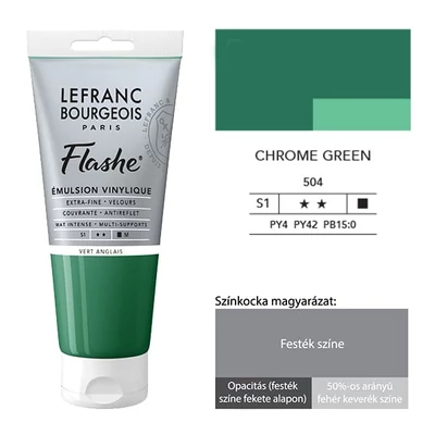 Vinylová farba (akrylová farba) L&amp;B Flashe, 80 ml - 504, chrome green