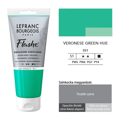 Vinylová farba (akrylová farba) L&amp;B Flashe, 80 ml - 551, veronese green hue