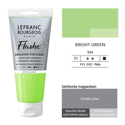 Vinylová farba (akrylová farba) L&amp;B Flashe, 80 ml - 554, bright green