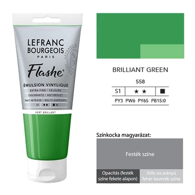 Vinylová farba (akrylová farba) L&amp;B Flashe, 80 ml - 558, brilliant green